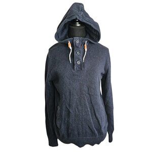 Label of Graded Goods L.O.G.G. Button Up Hooded Sweater Men's Size S, Navy